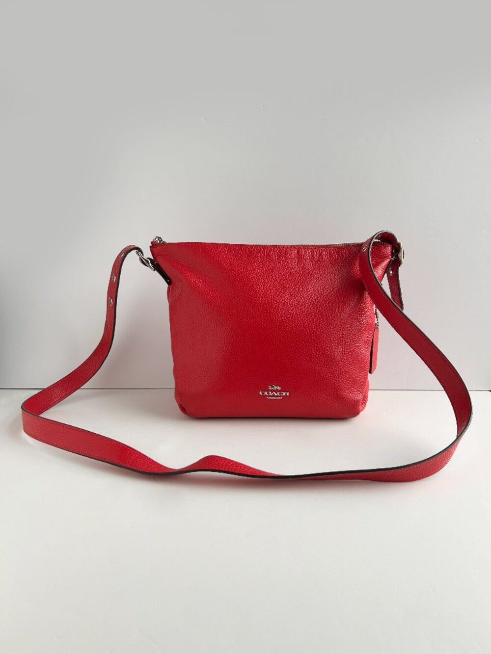 Coach Danny Duffle Red Pebbled Leather Crossbody Bag